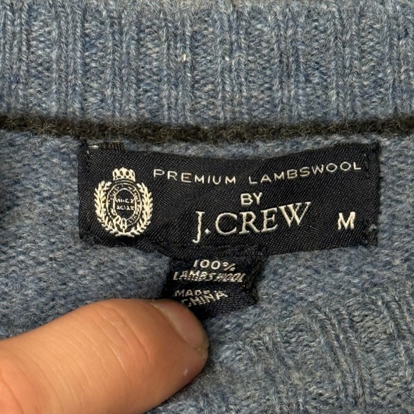 J.Crew Premium Lambswool Sweater Mens M Blue Crewneck Raglan 98323 - Picture 4 of 7